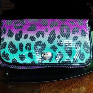 Betsy Johnson sequin snakeskin print purse
